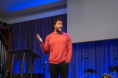 Derrick DeLain, lead pastor of Proclamation Church in Nashville, kicks off Union's holiness and purity chapel series. - Photo by Lauren Steed