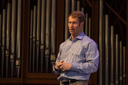 Luke Sadler, area director for Young Life of Jackson, speaks in chapel. - Photo by Abigail Aspinwall