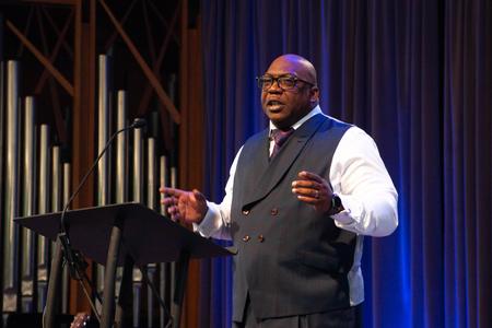4/5/23 - Reginald Taylor, director for urban theological studies at Union's Memphis College of Urban and Theological Studies campus, speaks in a Word Series chapel from Mark 14. - Lauren Steed