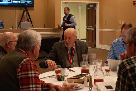 Ryan Center Bible Conference attendees fellowship during the opening dinner that featured Mark Gignilliat teaching from the Book of Ecclesiastes. - Photo by Lauren Steed