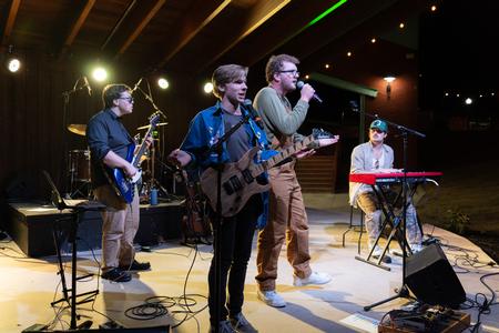 James Shields, Gavin Kopko, Jackson Glas, and Christopher Stano perform at Hullabaloo during Homecoming Week. - Photo by Lauren Steed