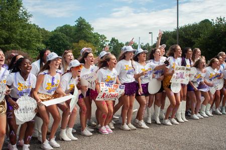 9/2/23 - Zeta Tau Alpha prepares to distribute bids on Sorority Bid Day. - Lauren Steed