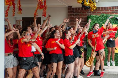 9/2/23 - Chi Omega prepares to distribute bids on Sorority Bid Day. - Lauren Steed