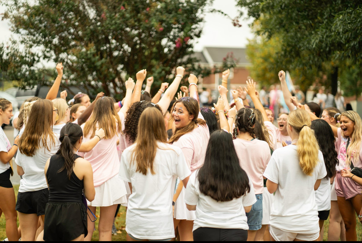 9/2/23 - Kappa Delta prepares to distribute bids on Sorority Bid Day. - Lauren Steed