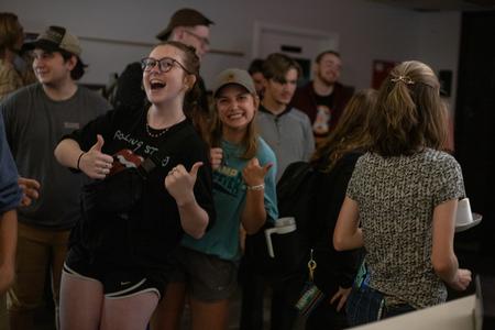 Students fellowship in the McAfee Commons during Progressive Snacking. - Photo by Lindsey Atwood