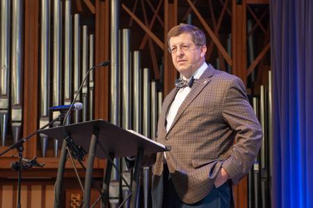 8/30/23 - Ray Van Neste, dean of the School of Theology & Missions and interim vice president for university ministries, delivers a sermon in a chapel service.  - Lauren Steed
