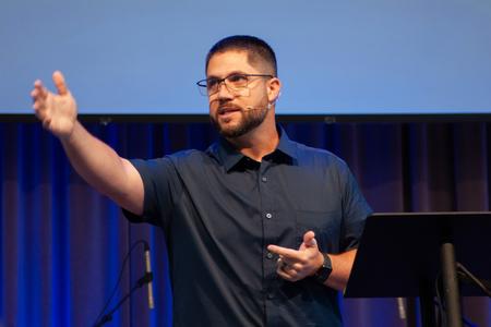 Gus Hernandez, Jr., director for Sending Churches of the North American Mission Board, delivers a global focus on missions during a chapel service. - Photo by Lauren Steed