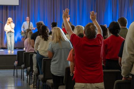 Praise and worship during a chapel service. - Photo by Lauren Steed