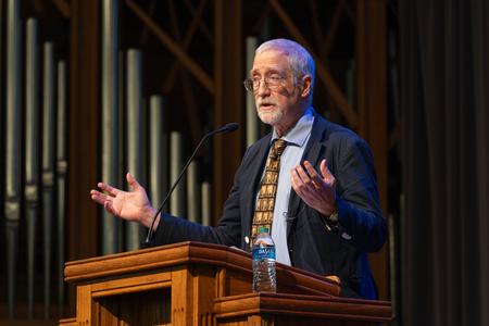 Alan Taylor, Thomas Jefferson memorial foundation professor of history at the University of Virginia, delivers an address entitled "American Republics: Union, Disunion, and Expansion, 1783-1850" during the 2023 Carls-Schwerdfeger History Lecture. - Photo by Lauren Steed