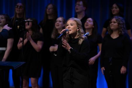 Ashtyn Delk of Exaltation sings with the Worship Choir  during the fall Worship Choir Concert. - Photo by Kristi McMurry Woody