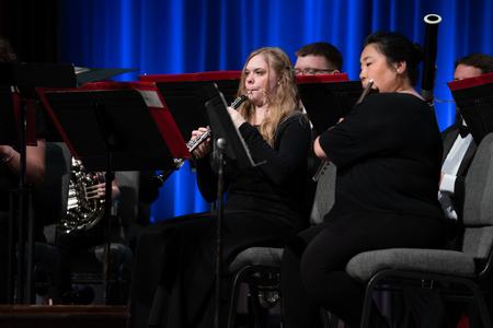 Anna Guelcher plays the oboe during the Symphonic Band's fall concert. - Photo by Kristi McMurry Woody