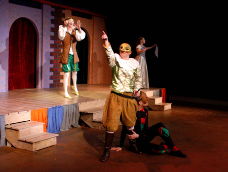 Bryan Robison, Courtney Braswell, Carson Turner and Jill Casey in <i>The Battle of Dimwits</i>. - Photo by Morris Abernathy