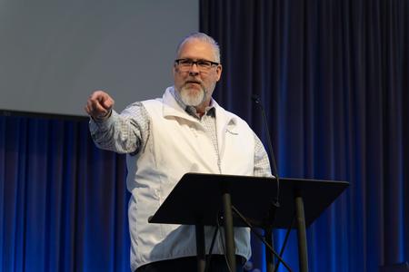 Rick Morton, senior vice president of engagement for Lifeline Children's Services, speaks during a Service Chapel. - Photo by Lauren Steed