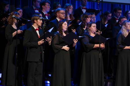Members of the University Singers perform during their fall concert. - Photo by Kristi McMurry Woody