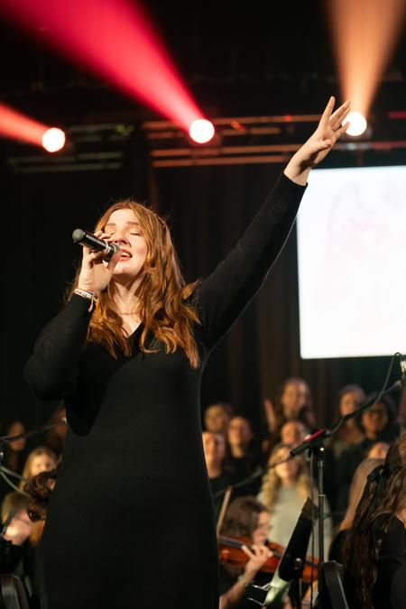 Jordyn St. John, junior music student, performs at Night of Worship at Fellowship Bible Church. - Photo by Kristi McMurry Woody