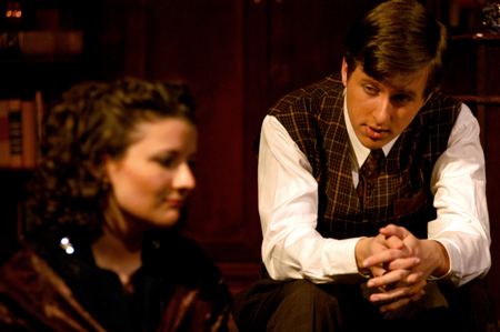 Ashley Mitchell and Nic Pfost brought to life the love story of Joy Gresham and C.S. Lewis in the theatre's production of <i>Shadowlands</i>. - Photo by Kristen Nicole Sayres