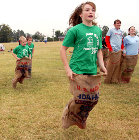 Potato sack races provided some serious family fun during Family Weekend 2004. - Photo by Kristen Nicole Sayres
