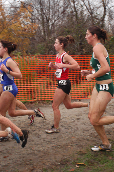 Senior runner Janelle Royer Campbell runs in the 2004 NAIA National Cross Crountry Race as an individual qualifier. - Photo by Steven Aldridge
