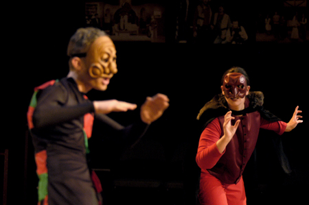 Freshman Carson Turner and Senior Danielle Thrower perform in <i>The Battle of Dim Wits</i>. - Photo by Kristen Nicole Sayres