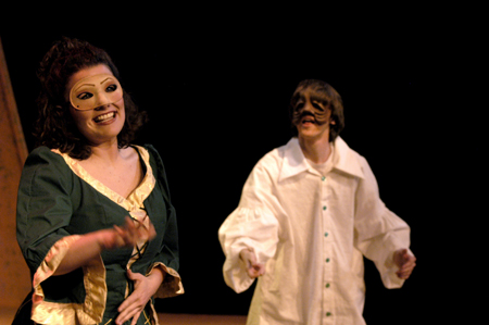 Senior Ashley Mitchell and Sophomore Josh Wilkinson perform in <i>The Battle of Dim Wits</i>. - Photo by Kristen Nicole Sayres