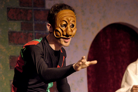 Freshman Carson Turner performs in <i>The Battle of Dim Wits</i>. - Photo by Kristen Nicole Sayres