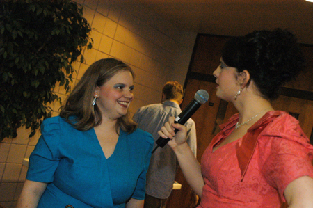 SAC's Becky Johnson and Jodie Curtis took on Red Carpet duty for the 2004 Student Film Festival. - Photo by Kristen Nicole Sayres