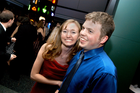 Seniors Audrey Darby and Brandon Nelms enjoy themselves during the Cardinal Ball at the Brooks Museum of Art in Memphis. - Photo by Jonathan Blair