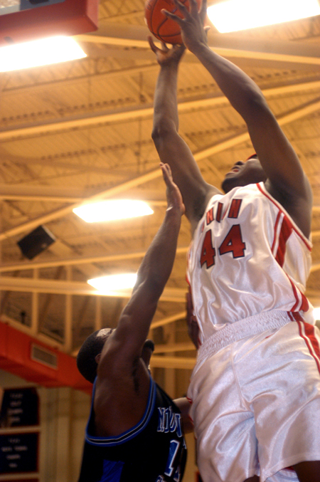 Pierry Valmera shoots over a defender as Union upset the number one team in the country, Mountain State University. - Photo by Kristen Nicole Sayres