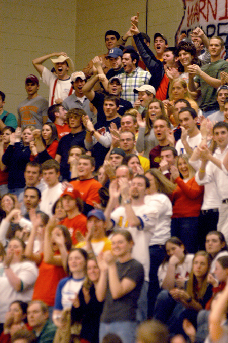 Fans get excited as they watch Union upset the number one team in the nation - Mountain State University. - Photo by Kristen Nicole Sayres