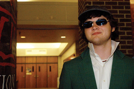 In all his glory, sophomore Tyson Cadenhead stylishly enters into the 2004 Student Film Festival. - Photo by Kristen Nicole Sayres