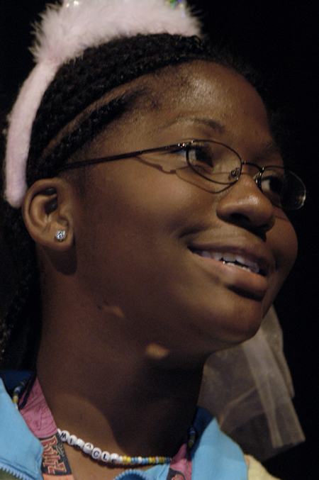 Junior Jande Jackson plays the part of the pretty, pretty princess in the SAC Game Show during New Student Orientation - Photo by Kathleen Murray
