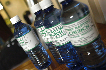 First Baptist Church of Jackson welcomed new students with bottles of water in their dorm rooms during Freshman Move-In Day. - Photo by Brad Moore