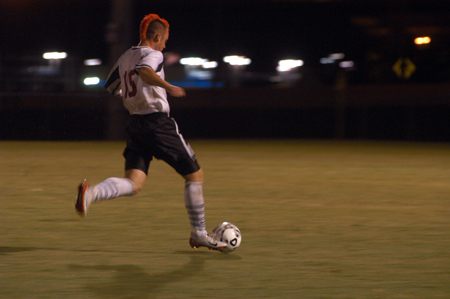 Freshman Matthew Lynn dribbles the ball during a game against Campbellsville University. - Photo by Brad Moore