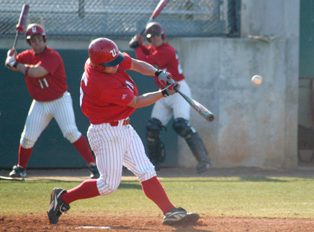Steven Sweat makes contact with a pitch during the final weekend of the season at Union. - Photo by Steven Aldridge