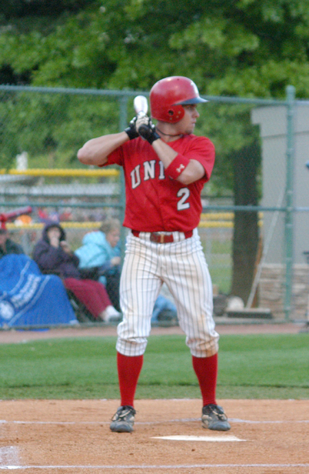 Jeffrey Jackson awaits a pitch during Union's run to the winner's bracket championship of the 2005 TranSouth Conference Tournament. - Photo by Steven Aldridge
