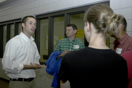 Sophomore Brent Parrish leads a group of prospective students and their families around Union's campus on a Preview Day. - Photo by Kathleen Murray