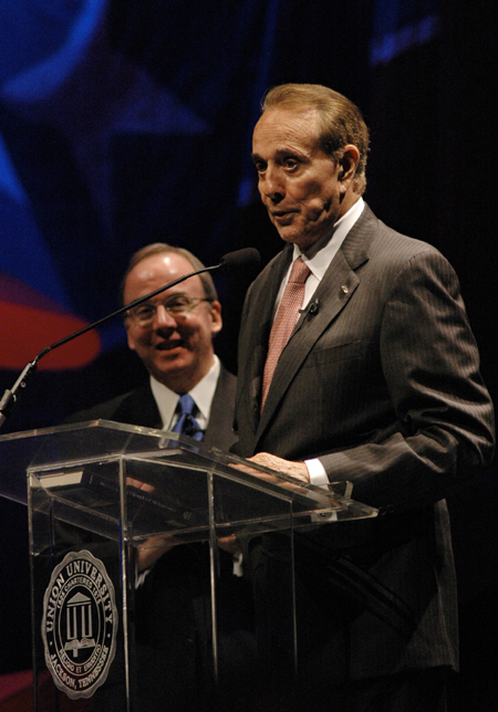 Former Senate Majority Leader Bob Dole answered audience questions during the 9th Annual Scholarship Banquet. - Photo by Kristen Nicole Sayres