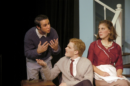 Kyle Rains, Andy Morris and Melissa Miller perform in <i>Tartuffe</i>. - Photo by Kathleen Murray