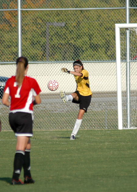Heather Steele clears the ball from Union's goal during a match with Martin Methodist. - Photo by Steven Aldridge