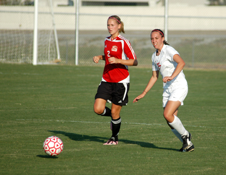 Nicole Simpson prepares to clear the ball in a Union match with Martin Methodist during Union's inaugural season of women's soccer. - Photo by Steven Aldridge
