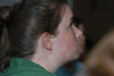 Freshman Emily Blackketter listened intently to Voddie Baucham during a session of the Faith in Practice Conference. - Photo by Heather Phillips