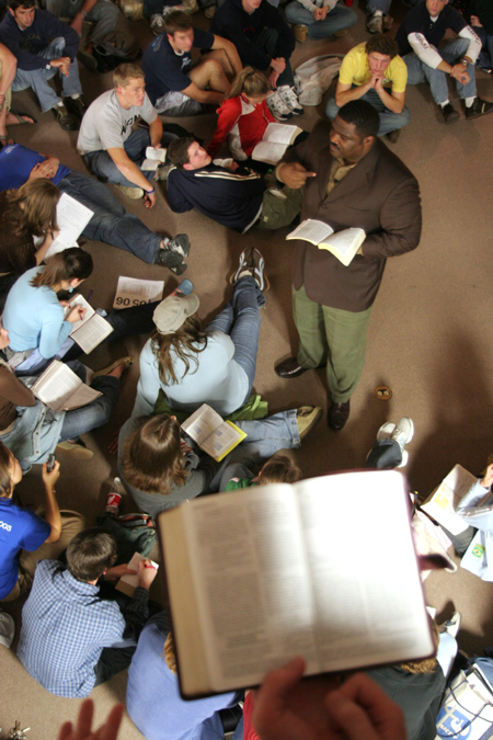 Students packed out the Hurt Commons to listen to Voddie Baucham during the Faith in Practice Conference. - Photo by Kyle Kurlick