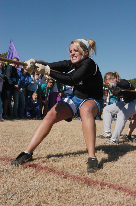Zeta Whitney Culver tows the line for the Zetas during the Greek Olympics. - Photo by Heather Phillips