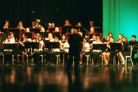 The Symphonic Band, under the direction of David McClune, performs at the Sixth Annual Scholarship Banquet. - Photo by Jim Veneman