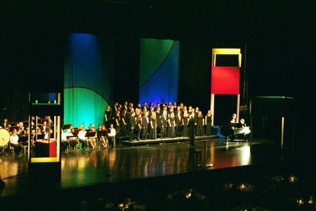 The University Singers and the Symphonic Band perform jointly at the Sixth Annual Scholarship Banquet. - Photo by Jim Veneman
