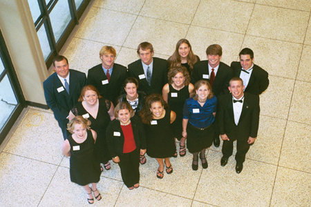 The Union Student Ambassadors provided support for the Scholarship Banquet.  Pictured (Back - L to R) -- Sophomore Bo Irving, Sophomore Chad Farneth, Junior Daniel Verbist, Junior Laura Lee Moore, Senior Blake Neill, Sophomore Brennan Uthe; (Front - L to R) --Senior Leslie Wolfe, Sophomore Charli Cox, Sophomore Lauren Oldham, Sophomore Jadrian Barnard, Junior Caroline Lay, Sophomore Allison Seaman, Sophomore Kristin Ulmer, Junior Jeremy Warner - Photo by Jim Veneman