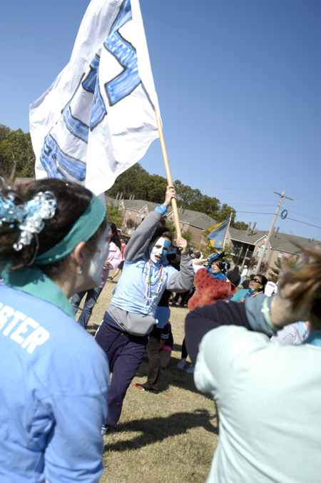 The ladies of Zeta Tau Alpha get revved up for the Greek Olympics. - Photo by Kathleen Murray