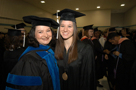 Social work professor Terry Blakley poses with her daughter, Chelsea Blakley, who graduated with a bachelor of arts degree in Christian studies. - Photo by Morris Abernathy