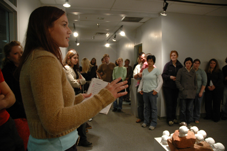 Cindy Keegan introduces some of her artwork during the <em>Works In Bronze</em> show held in the art gallery. - Photo by Kristen Nicole Sayres