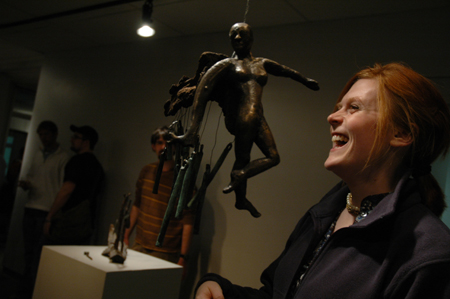 Alice Calvery some bronze student art during the <em>Works In Bronze</em> show held in the art gallery. - Photo by Kristen Nicole Sayres